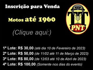 Inscrição p/ Venda - Motos até 1960