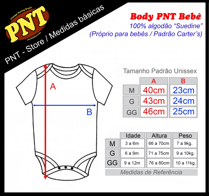 Body PNT - Tabela de Medidas