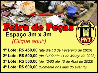 Inscrição Feira de Peças (Espaço 3m x 3m)
